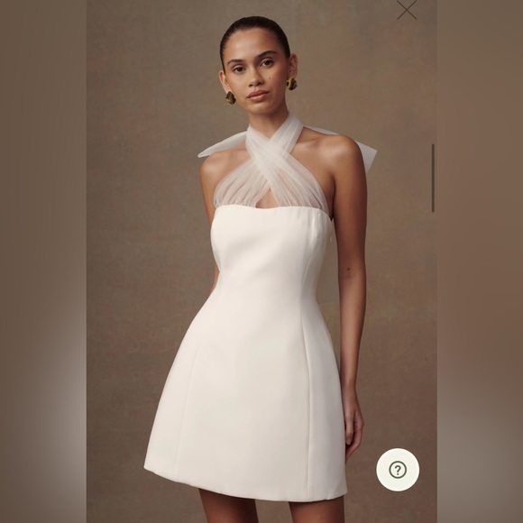 Meshki Maryam Tulle Bow Mini Dress - White - NWT - Picture 7 of 14